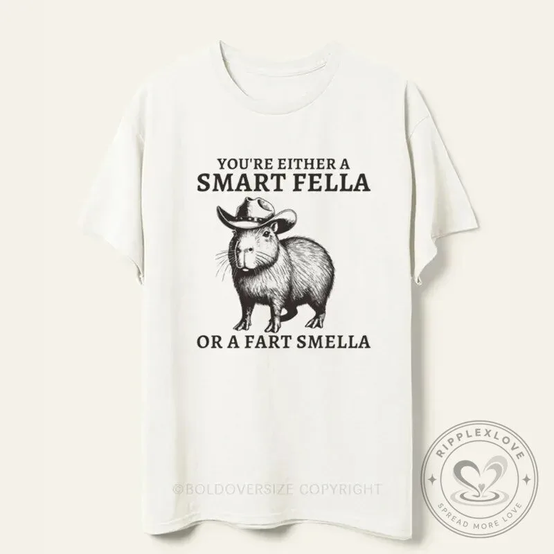 Smart Fella Capybara Funny Cowboy Hat Meme T-Shirt 1 Smart Fella Capybara Funny Cowboy Hat Meme T-Shirt