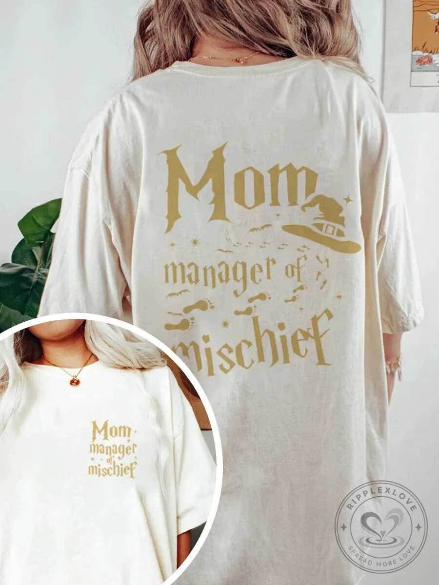 Mom Manager of Mischief Wizard Hat T-Shirt 2 Mom Manager of Mischief Wizard Hat T-Shirt