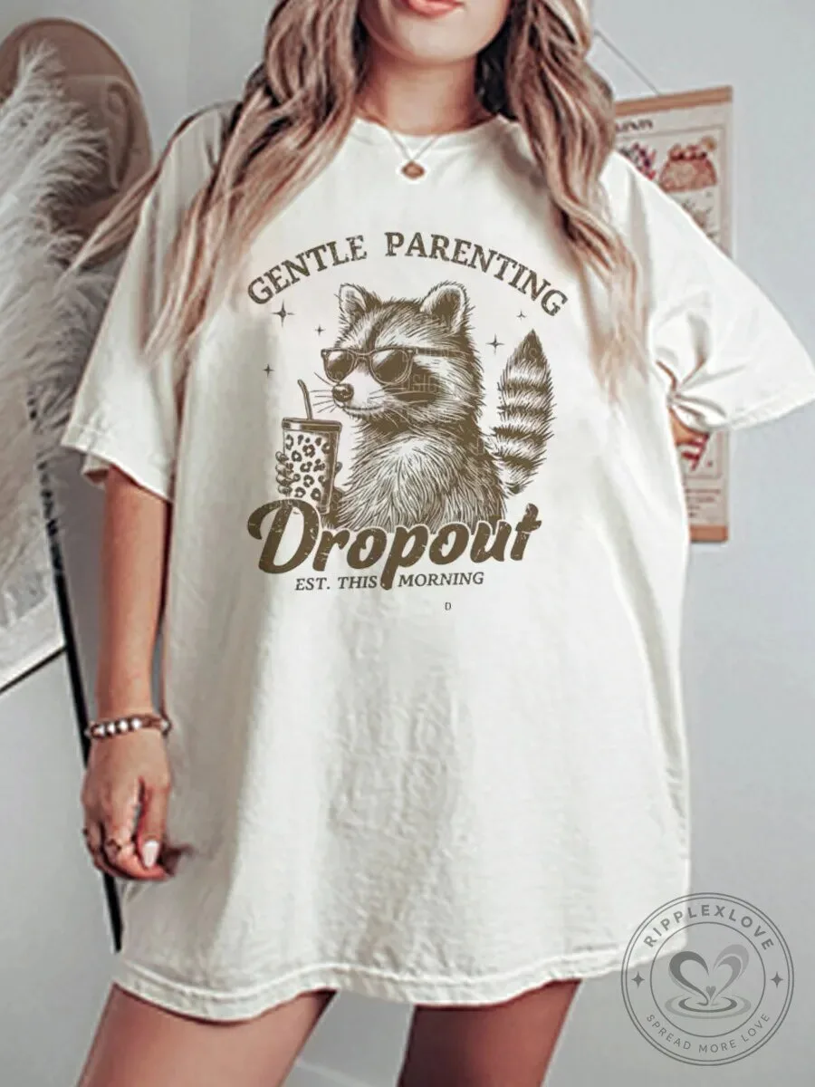 Gentle Parenting Dropout Raccoon with Sunglasses and Coffee T-Shirt 2 Gentle Parenting Dropout Raccoon with Sunglasses and Coffee T-Shirt