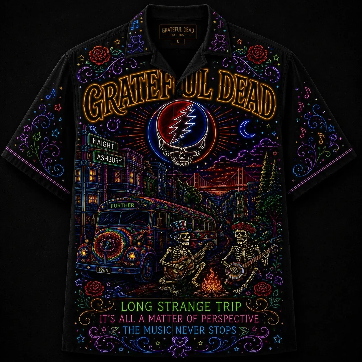 Grateful Dead Neon Light Steal Your Face Haight Ashbury Hawaiian Shirt 4 Grateful Dead Neon Light Steal Your Face Haight Ashbury Hawaiian Shirt