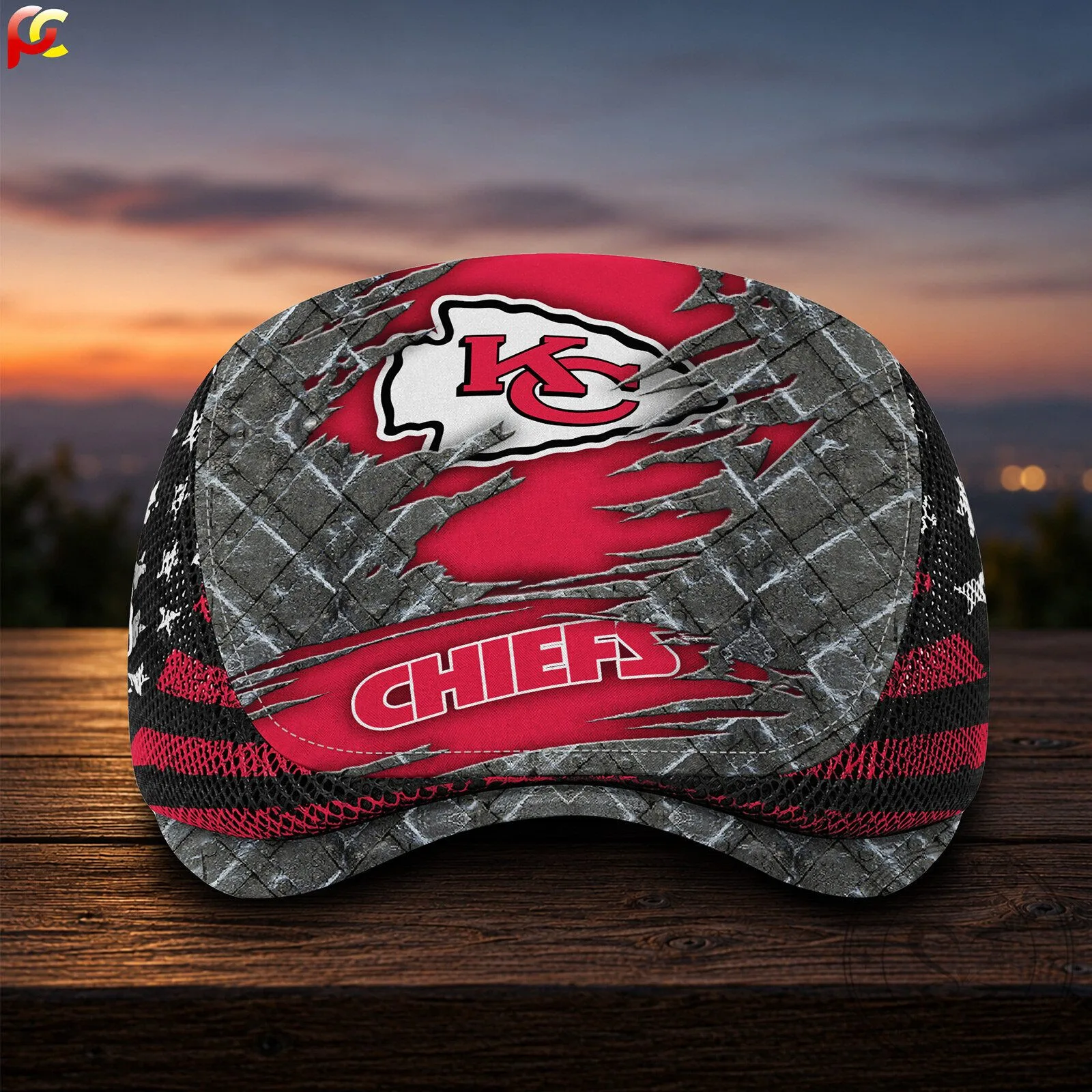 Kansas City Chiefs National Football League Mesh Flat Cap Hat 8 Kansas City Chiefs National Football League Mesh Flat Cap Hat