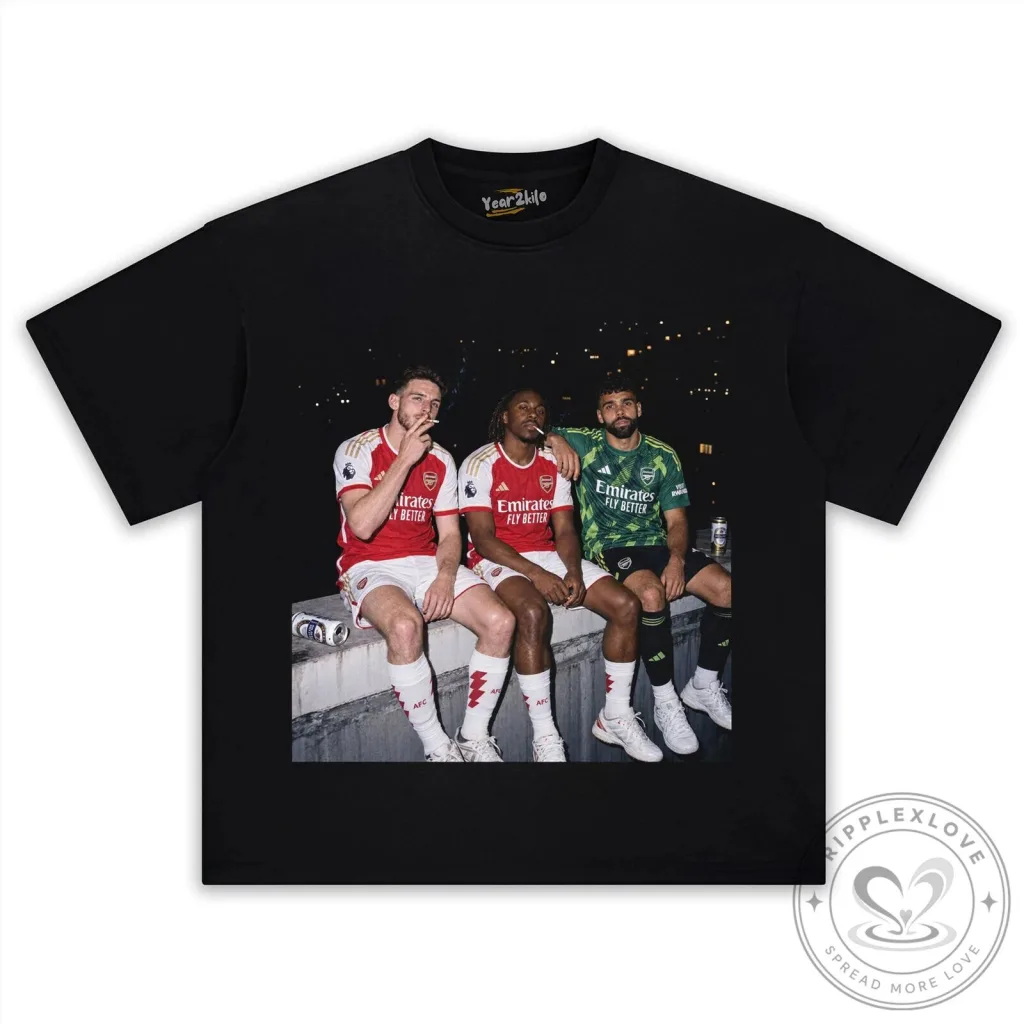 Declan Rice, Eberechi Eze, and David Raya Arsenal Football T-Shirt Declan Rice, Eberechi Eze, and David Raya Arsenal Football T-Shirt