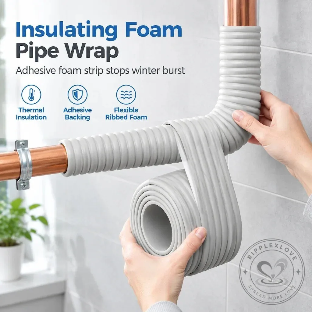 Adhesive Foam Pipe Insulation Wrap for Outdoor Winter Freeze Protection 4 Adhesive Foam Pipe Insulation Wrap for Outdoor Winter Freeze Protection