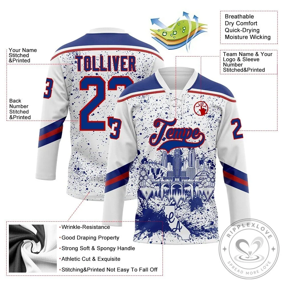 Sacramento California Skyline Lace Neck Hockey Jersey with Custom Paint Splatter Design 11 Sacramento California Skyline Lace Neck Hockey Jersey with Custom Paint Splatter Design