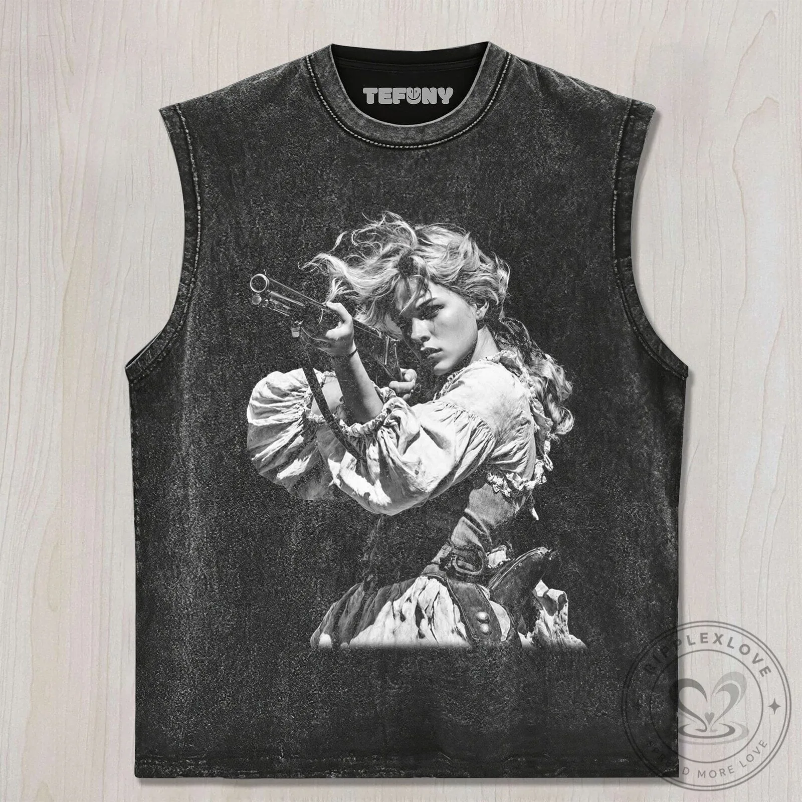Western Cowgirl Holding Rifle Vintage Washed T-Shirt 8 Western Cowgirl Holding Rifle Vintage Washed T-Shirt
