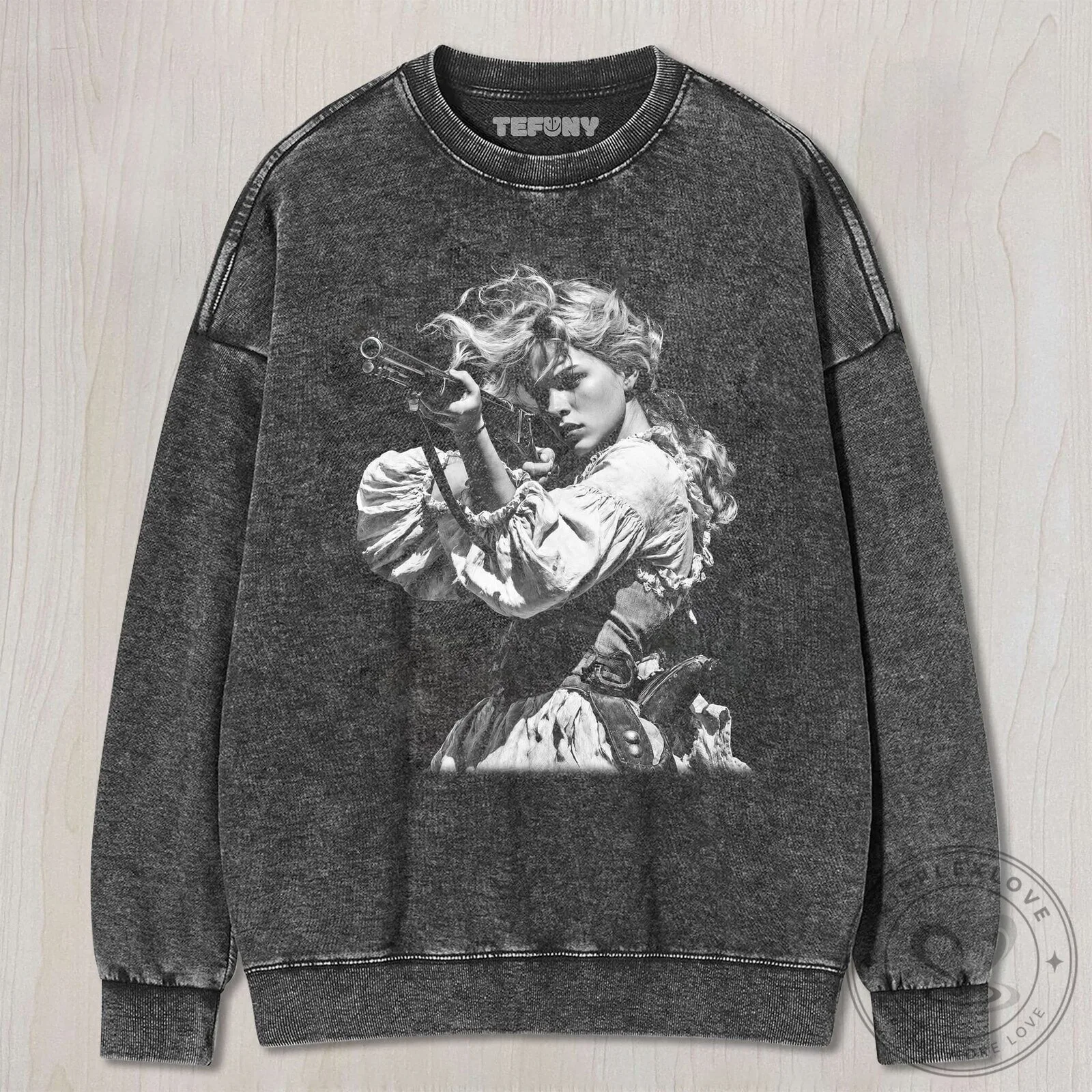 Western Cowgirl Holding Rifle Vintage Washed T-Shirt 10 Western Cowgirl Holding Rifle Vintage Washed T-Shirt