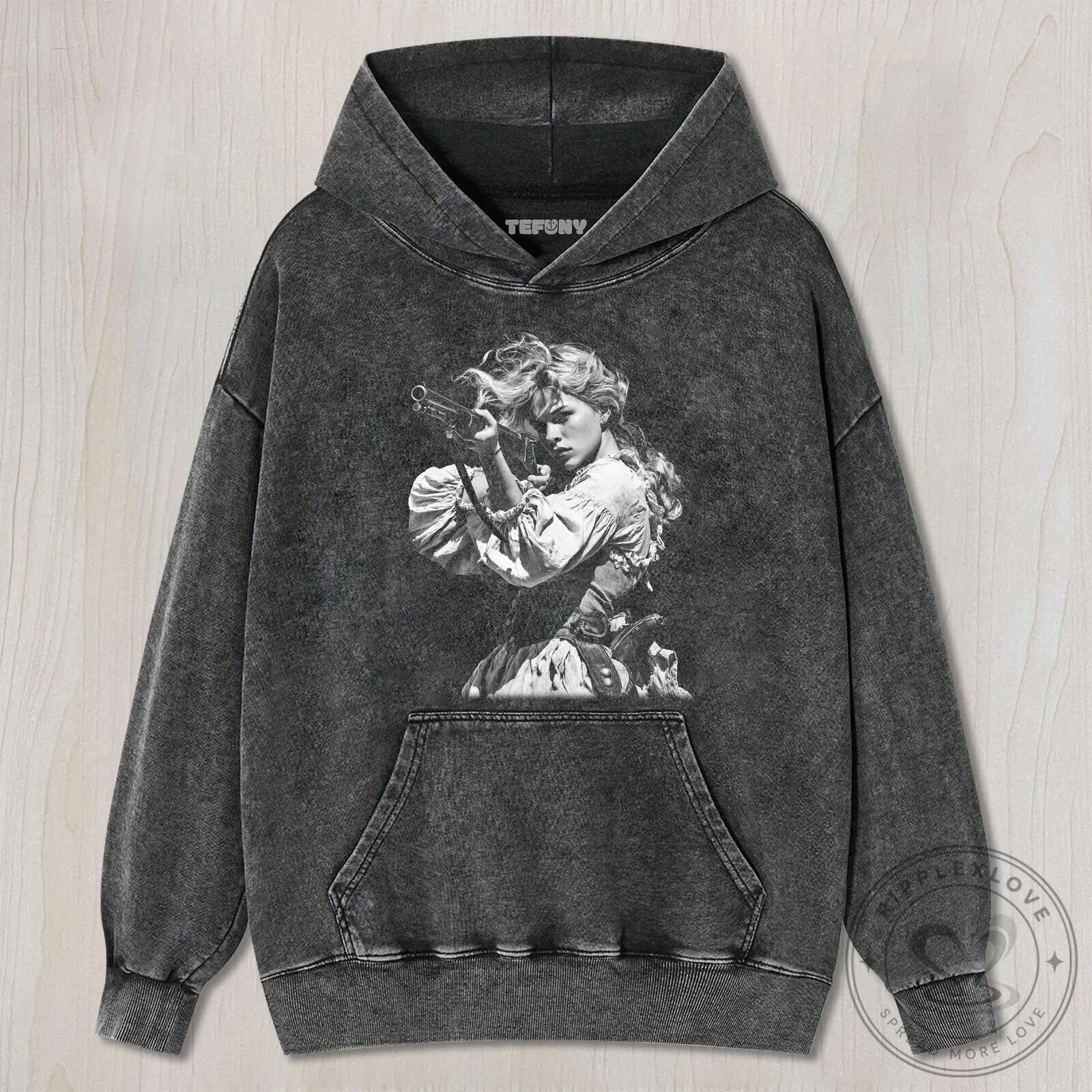 Western Cowgirl Holding Rifle Vintage Washed T-Shirt 11 Western Cowgirl Holding Rifle Vintage Washed T-Shirt