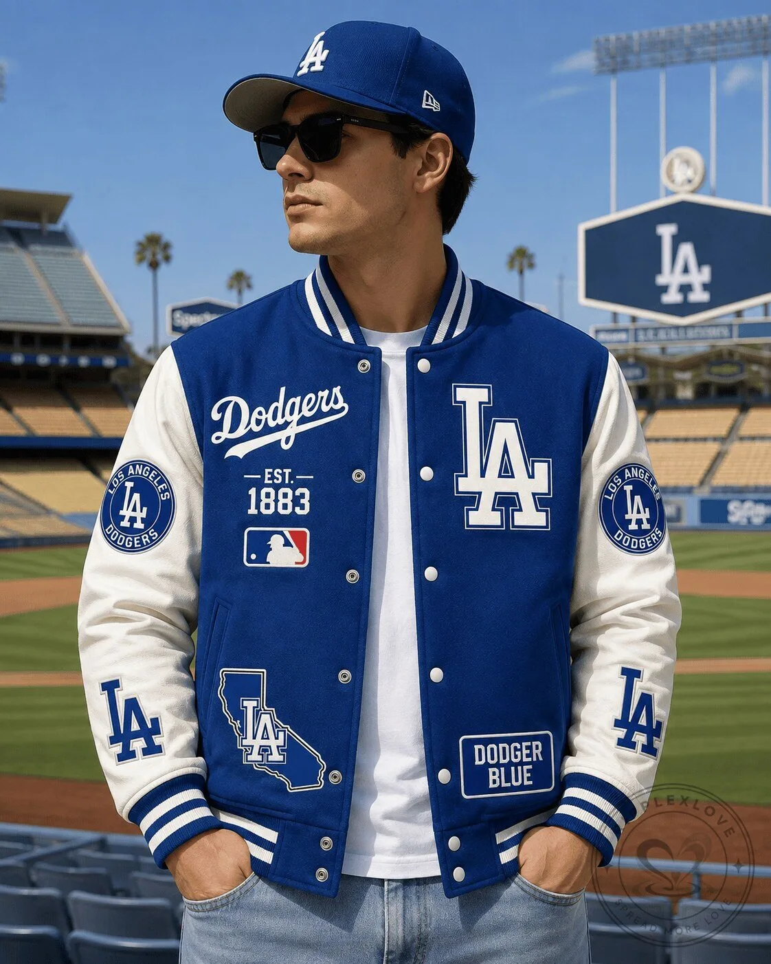 Los Angeles Dodgers MLB Baseball Varsity Jacket with Embroidered Patches