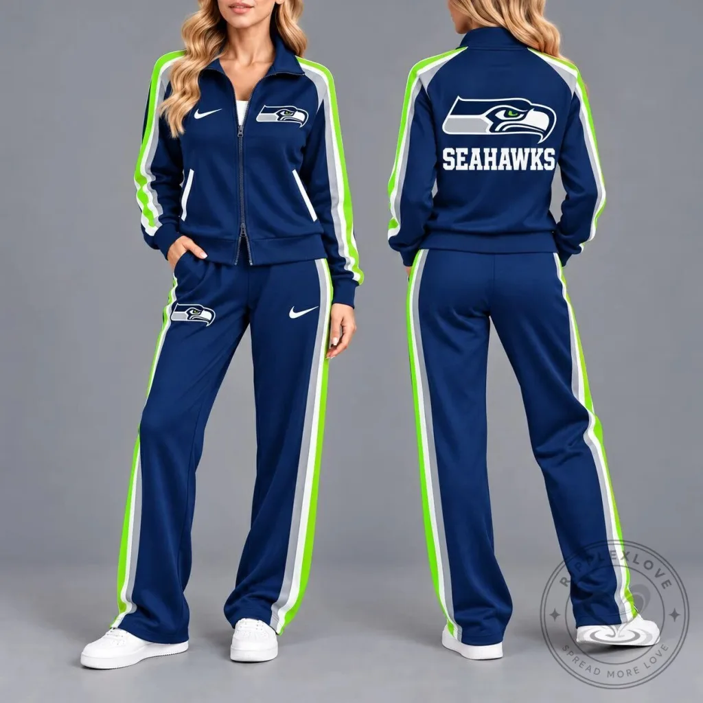 Seattle Seahawks Women's Full Zip Athletic Tracksuit Set Seattle Seahawks Women's Full Zip Athletic Tracksuit Set