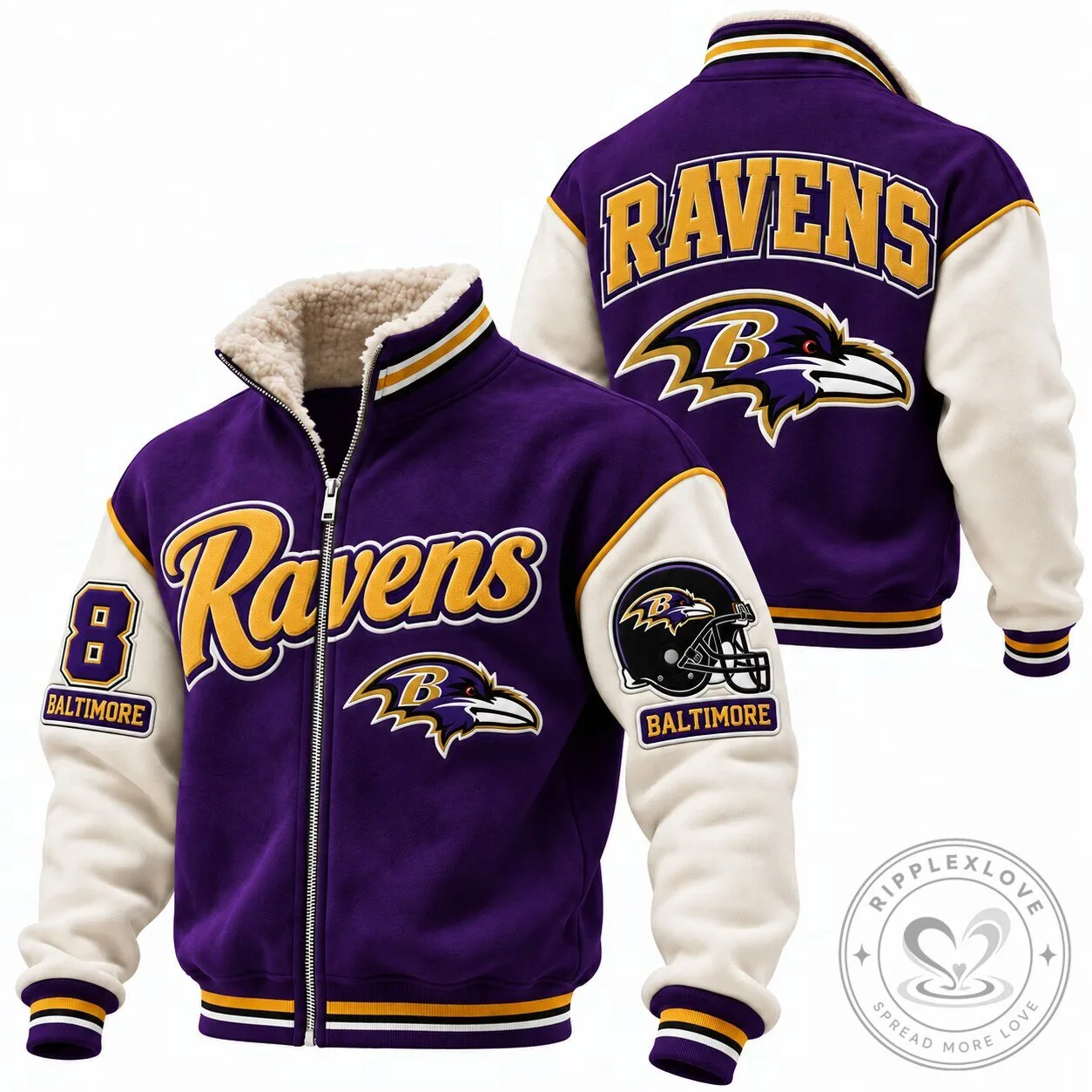 Baltimore Ravens Football Team Varsity Jacket with Embroidered Logo