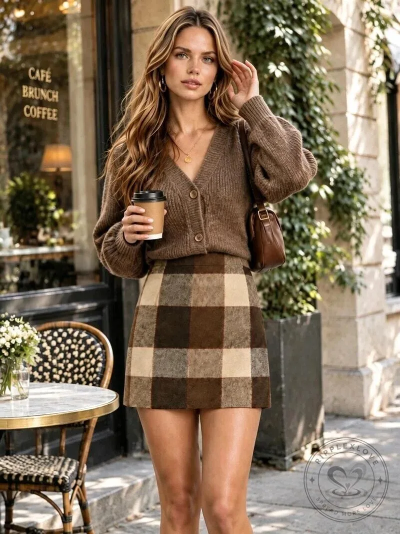 Women's High Waisted Plaid Mini Skirt 8 Women