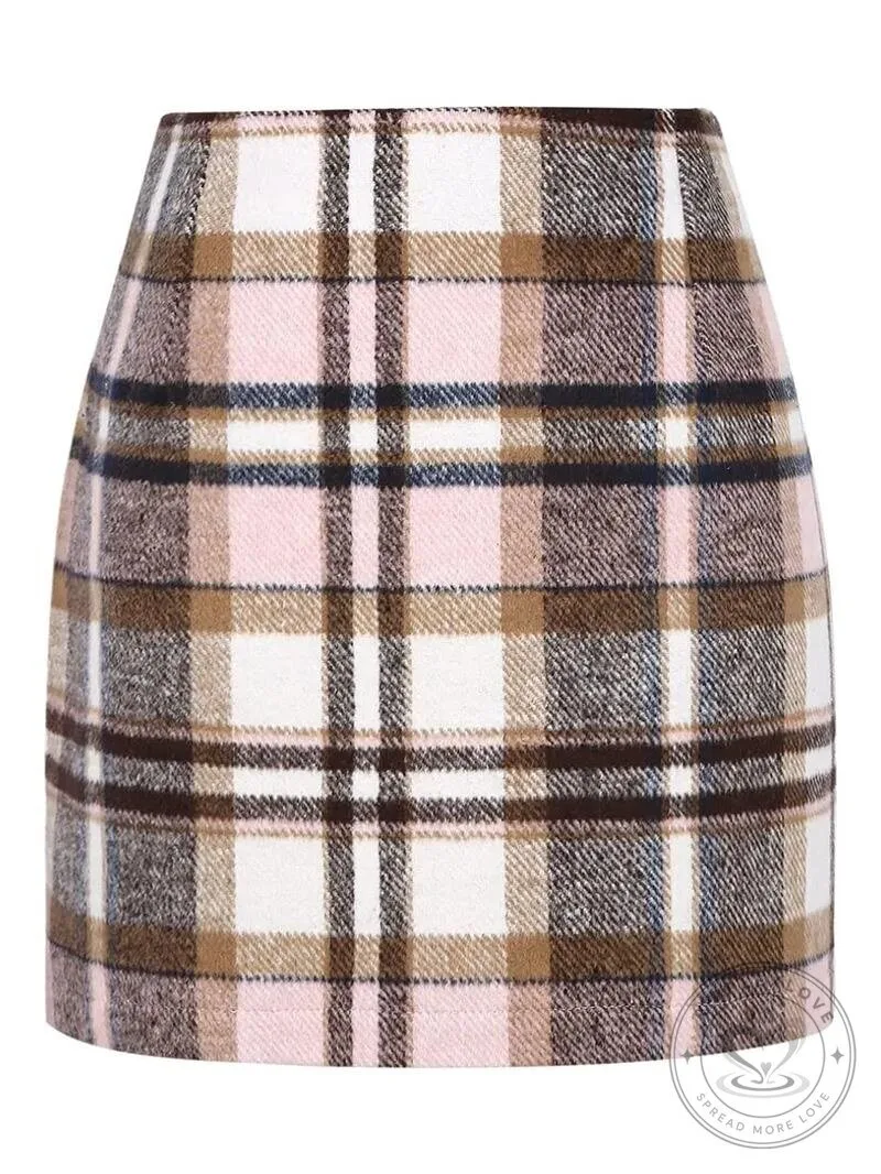 Women's High Waisted Plaid Mini Skirt 9 Women