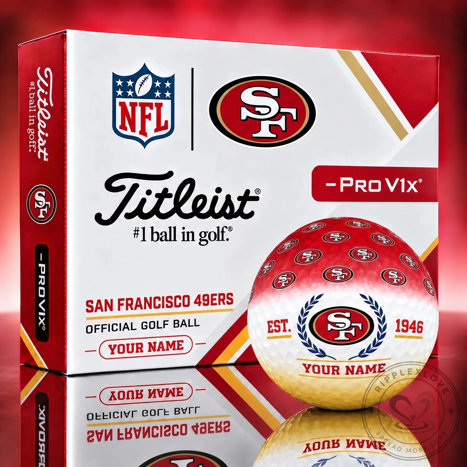 San Francisco 49ers NFL Football Team Custom Golf Ball Set