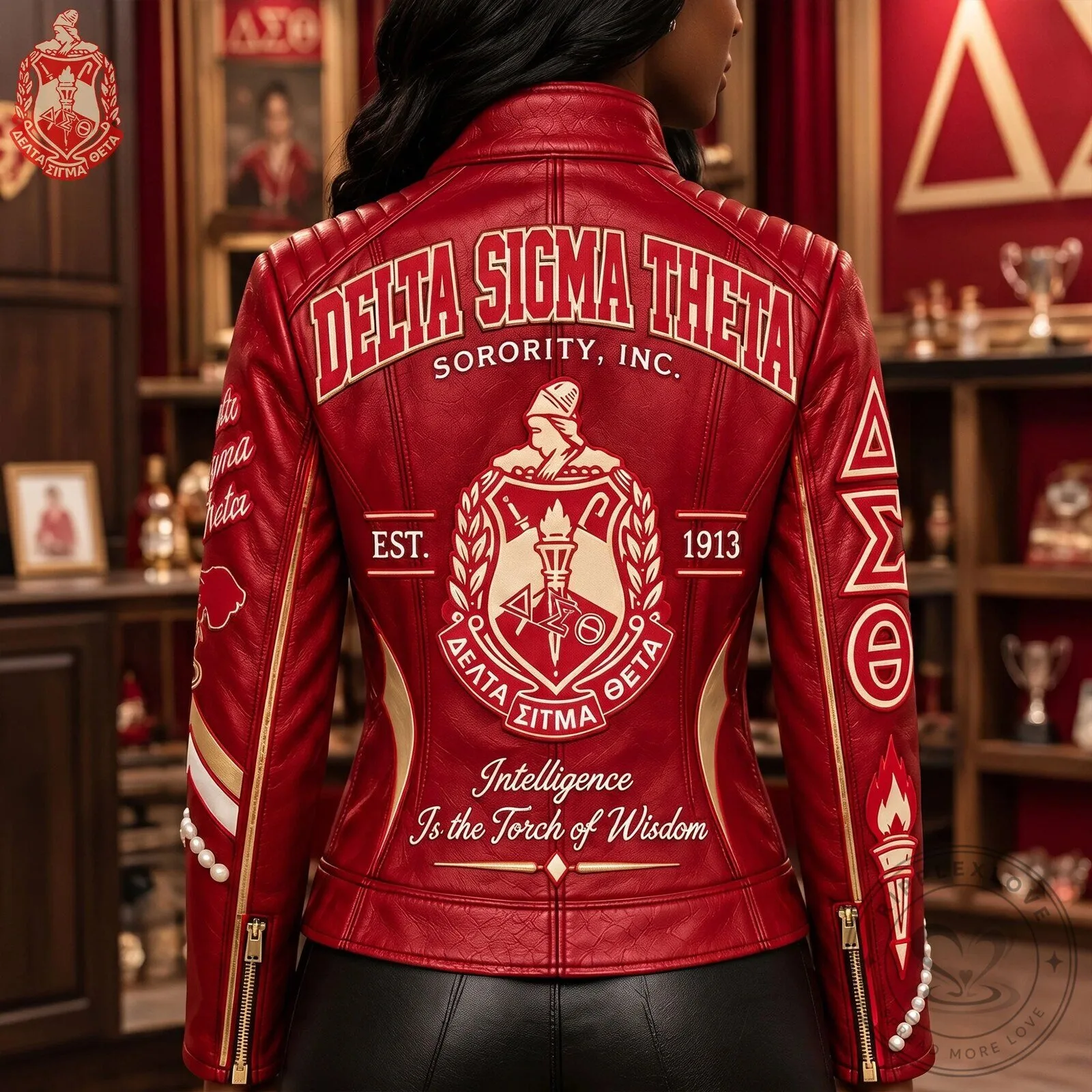 Delta Sigma Theta Sorority Incorporated Red Leather Jacket 9 Delta Sigma Theta Sorority Incorporated Red Leather Jacket
