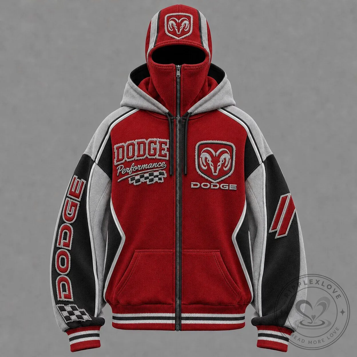 Dodge Performance Racing Red and Black Colorblock Full Zip Hoodie 1 Dodge Performance Racing Red and Black Colorblock Full Zip Hoodie