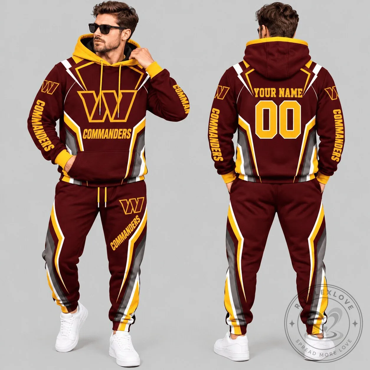 Washington Commanders NFL Gradient Stripe Custom Name and Number Hoodie 3 Washington Commanders NFL Gradient Stripe Custom Name and Number Hoodie