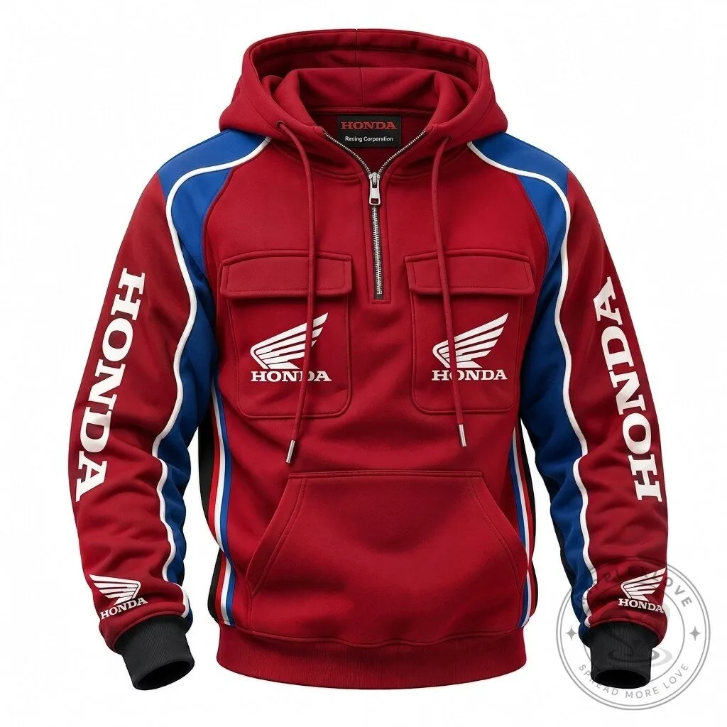 Honda Racing Corporation Motorcycle Riding Red Hoodie 1 Honda Racing Corporation Motorcycle Riding Red Hoodie